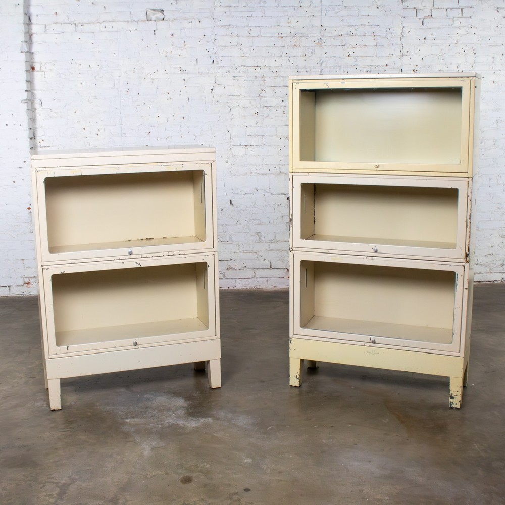 Industrial Rustic Pair Modular Stacking Barrister Bookcase by Globe-Wernicke
