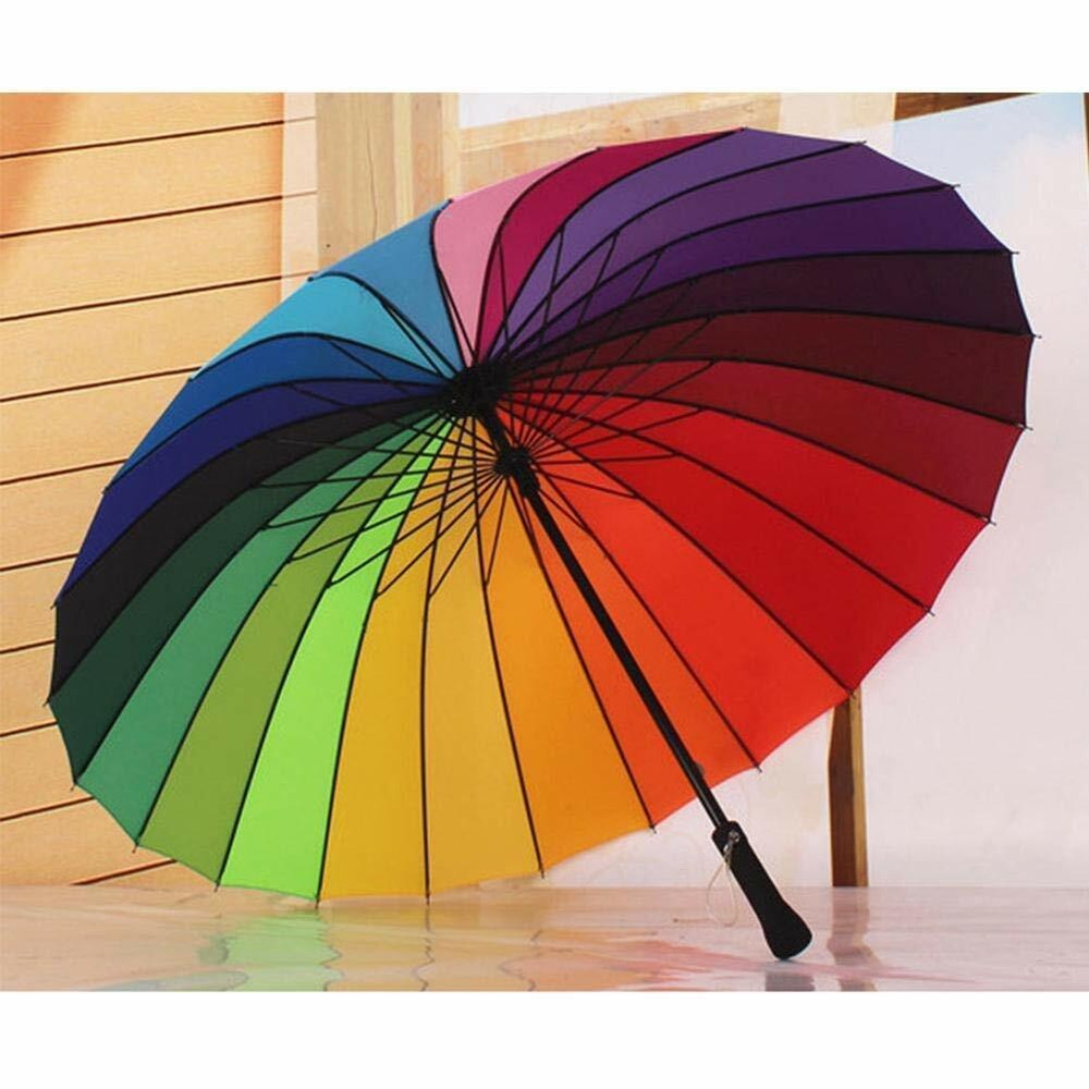 Big Size Rainbow Super Strength, Extra Strong, Straight Canopy Umbrella