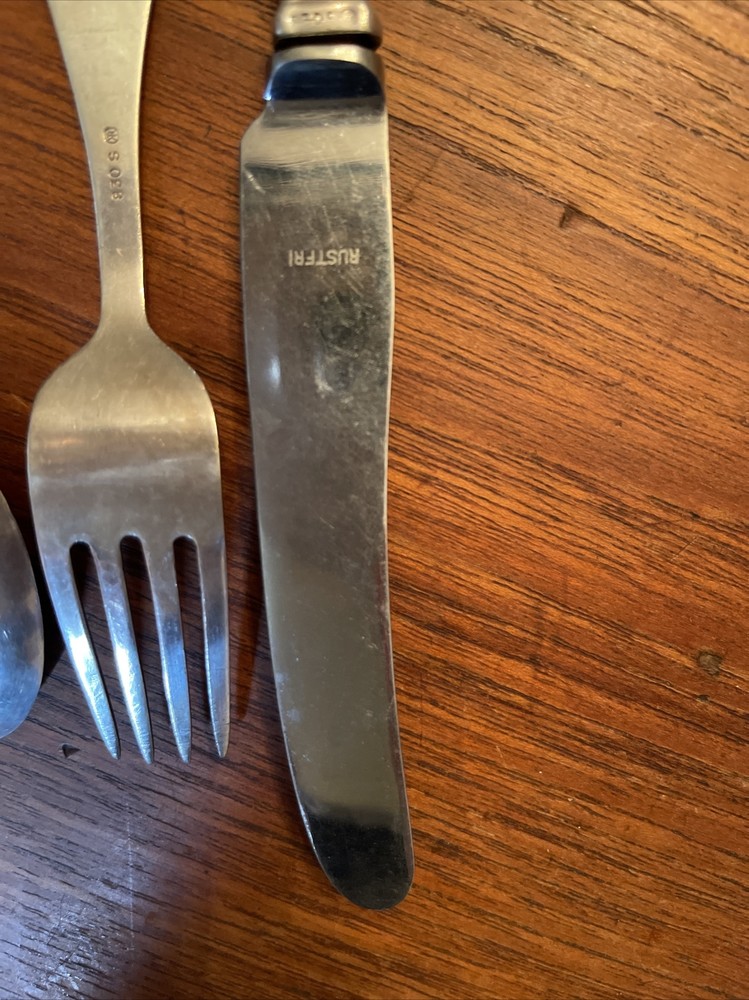 Vintage Norwegian OTTAR HVAL Children's Flatware Silver Set 830s Bear Rustfi