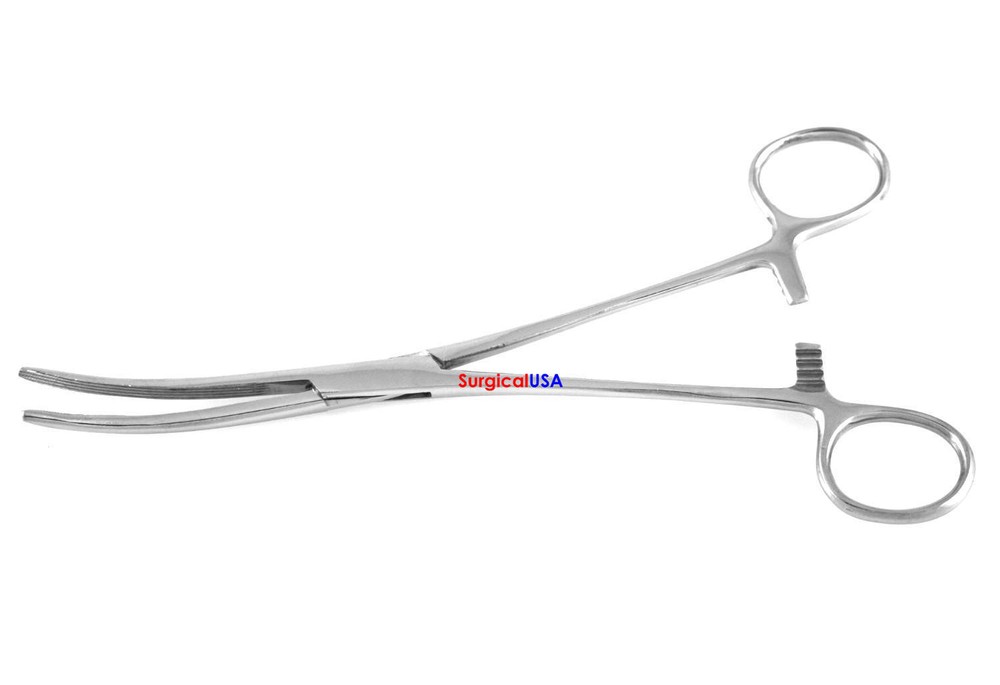Rochester Carmalt Forceps 8" Curved Jaws Longitudinal Serrations Locking Handle
