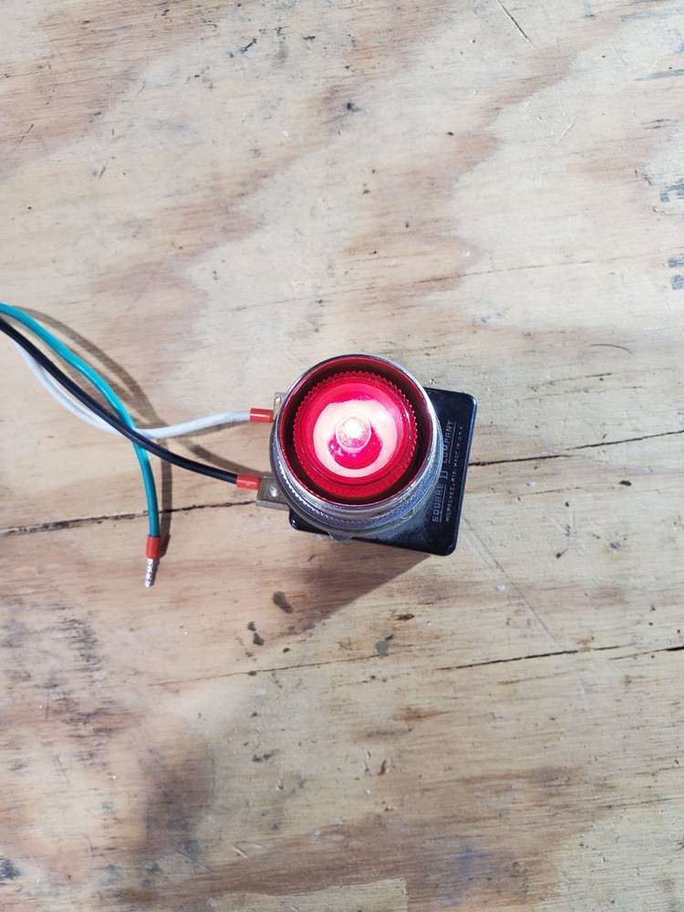 Square D 9001 Type KM1 30mm Panel Light with Red Lense.