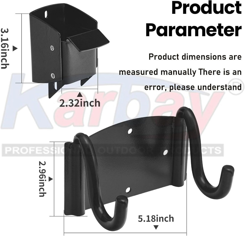 Wheelbarrow Storage Bracket - 90 lbs Capacity, Heavy Duty Hook Black