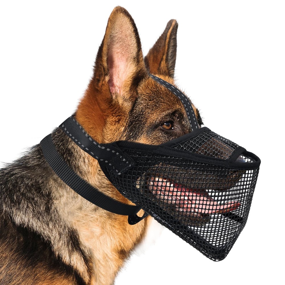 Mesh Dog Muzzle, Breathable Soft Dog Muzzle with 3 Reflective Straps for Secu...