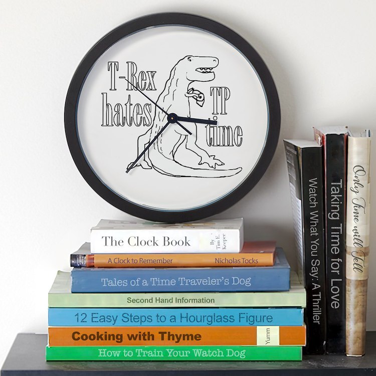CafePress T Rex TP Time 10" Wall Clock (689528306)