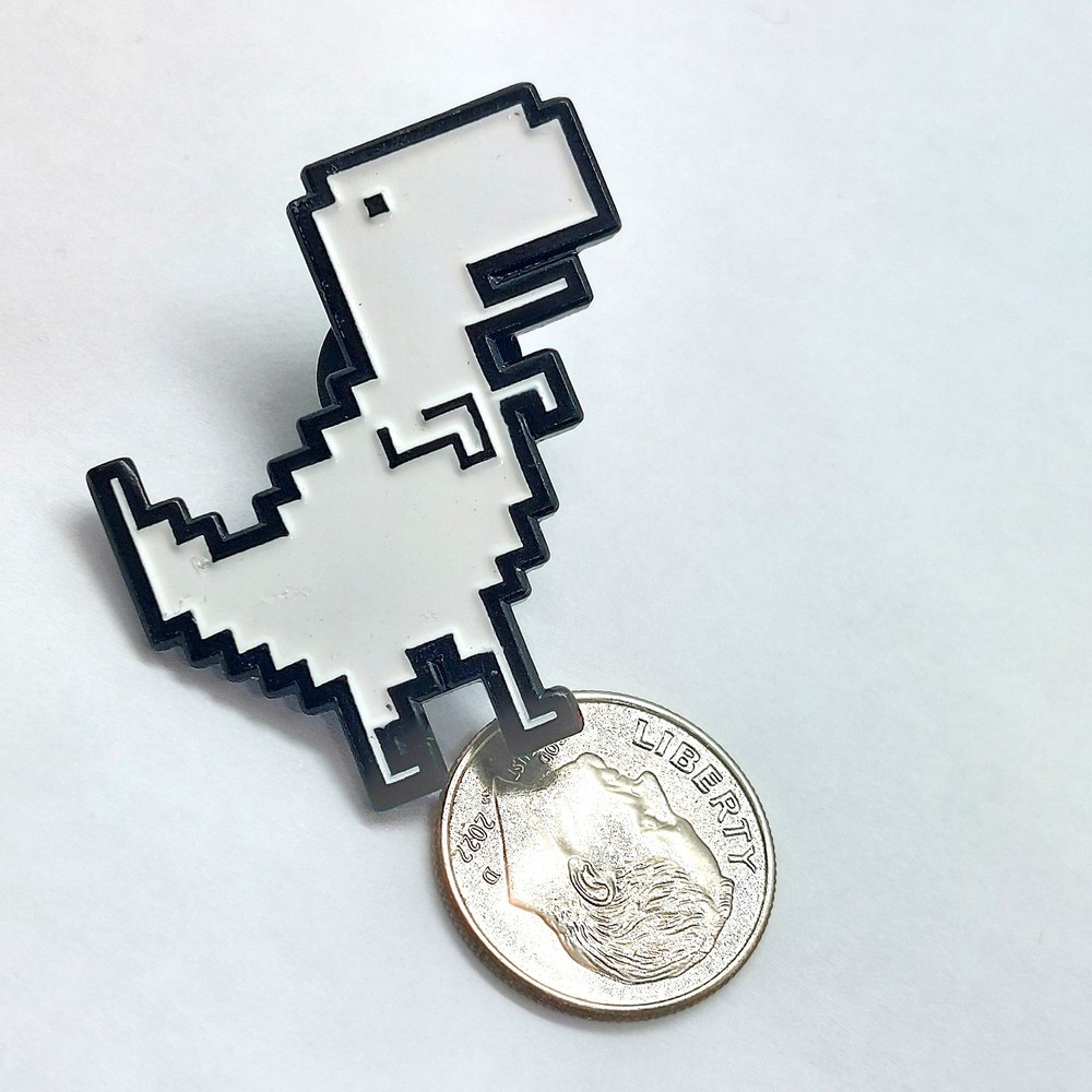 Chrome Dinosaur T Rex Pin Pixel Internet Browser Offline Game Retro Enamel