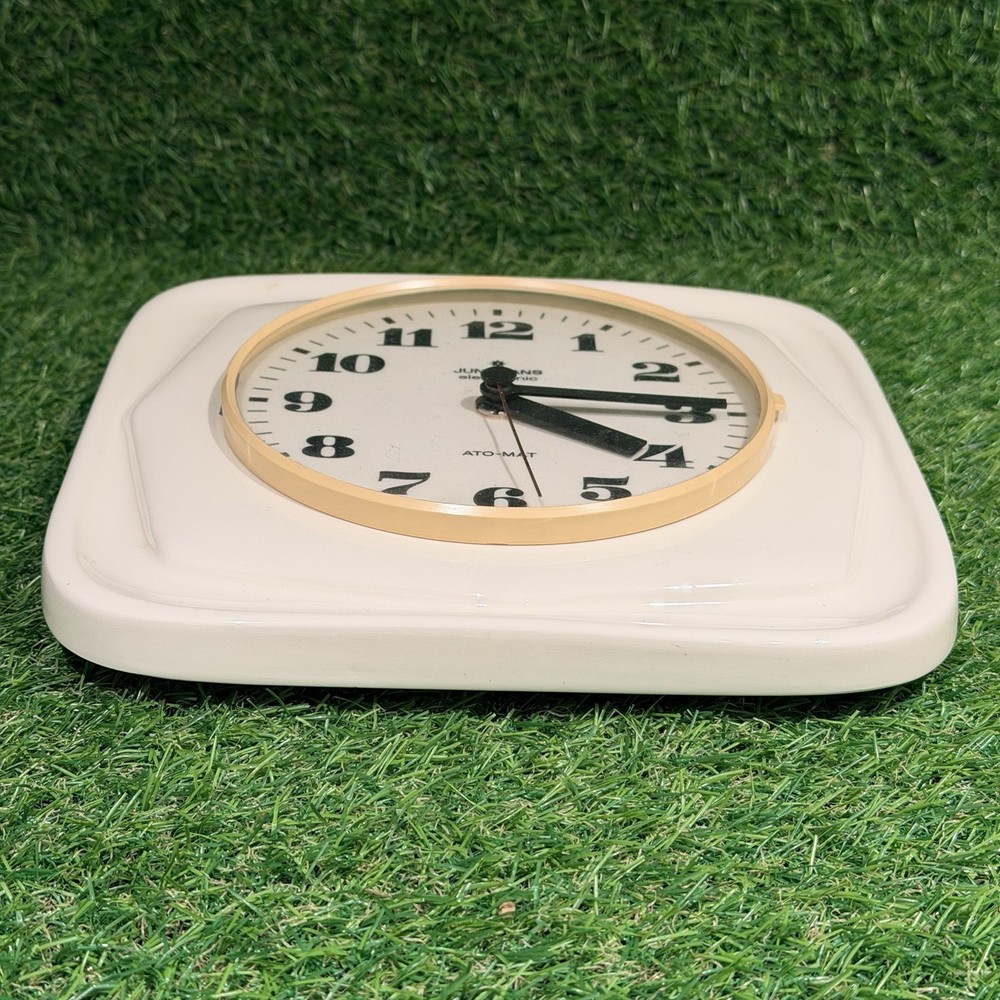 Junghans Vintage Retro Square Kitchen Ceramic German Wall Clock / Working