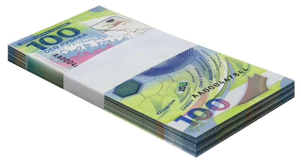 Russia 100 Rubles, 2018, P-280, UNC, Commemorative, Polymer X 100 PCS Bundle Pac