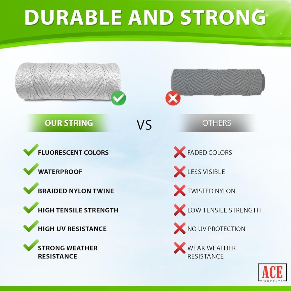 Bright White Twine String - #18 Strong Nylon String - 250 Ft Length - White Stri