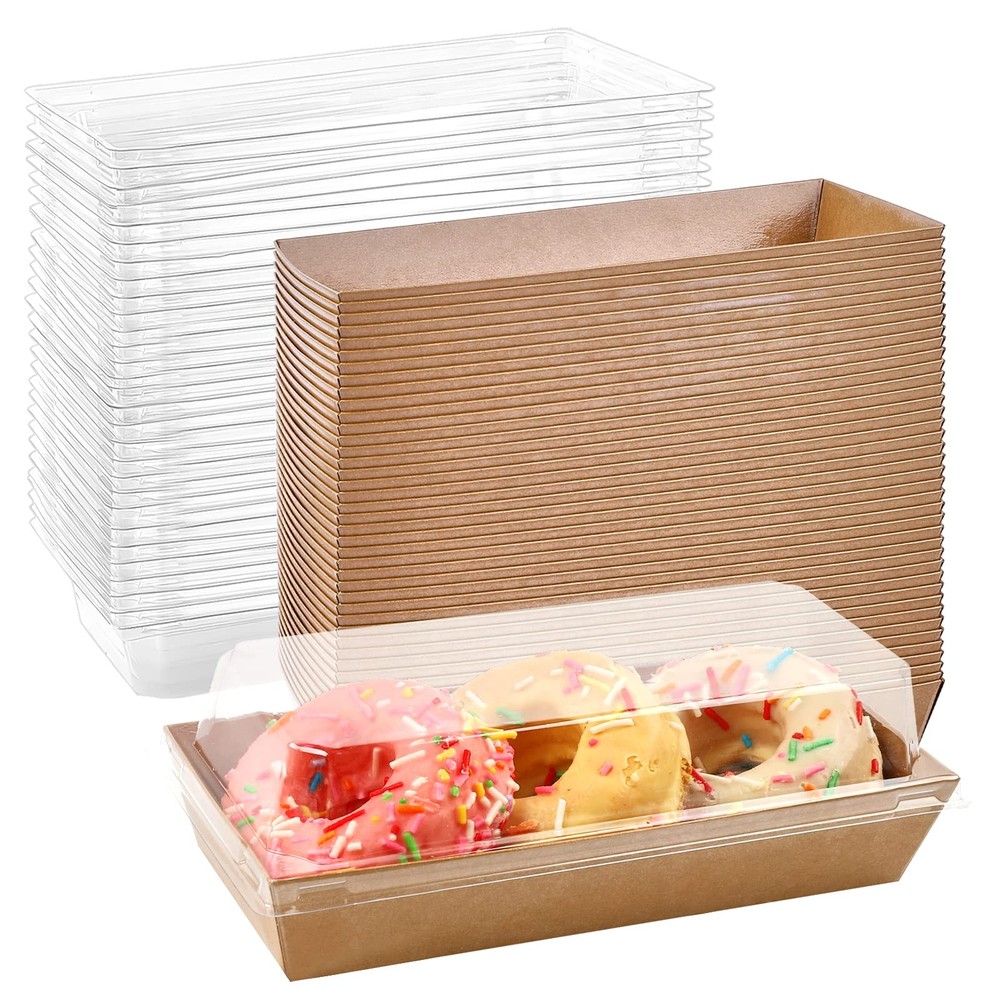 Charcuterie Boxes with Clear Lids, 100 Pack Kraft Bakery Boxes, Cookie Boxes,...