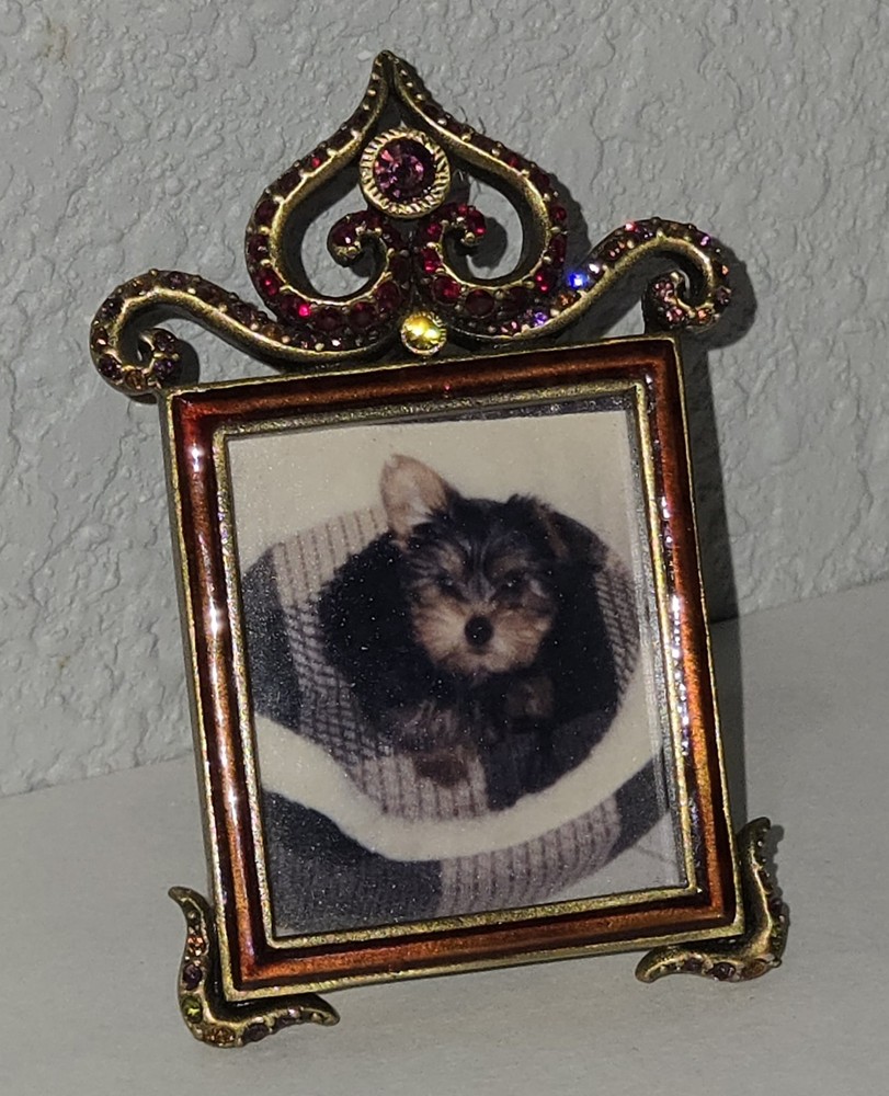 Elegant Jay Strongwater Mini Red Rectangular Picture Frame Swarovski Crystals