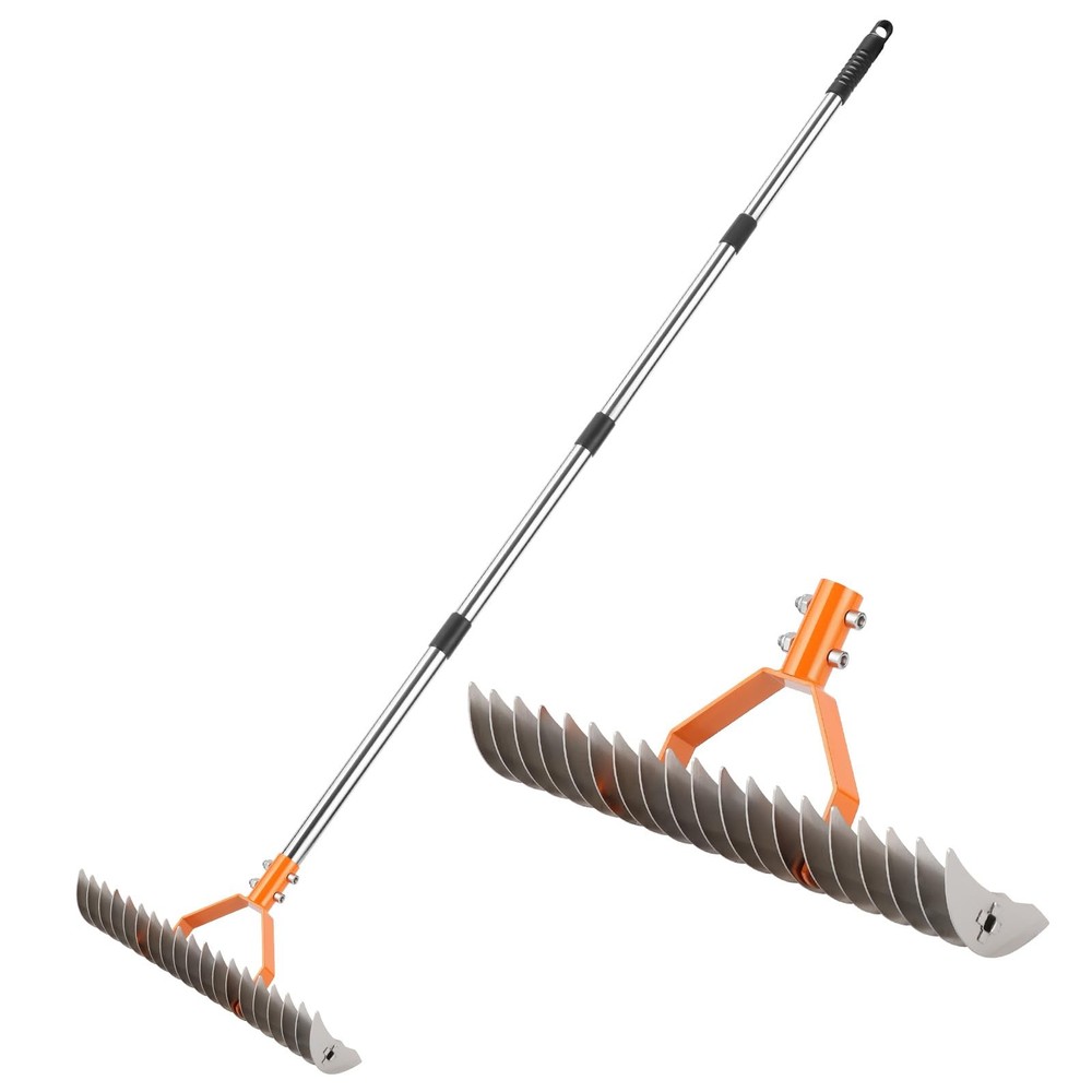 Adjustable Thatch Rake 19 Tine Lawn Dethatcher 62in Spring Yard Aerator