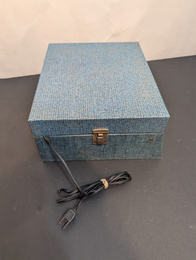 VTG Decca Portable Record Player Solid State Tested & Works Great See Video Blue