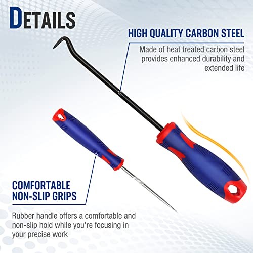 9Pcs Precision Pick & Hook Set with Scraper, Automotive & Electronic Hand