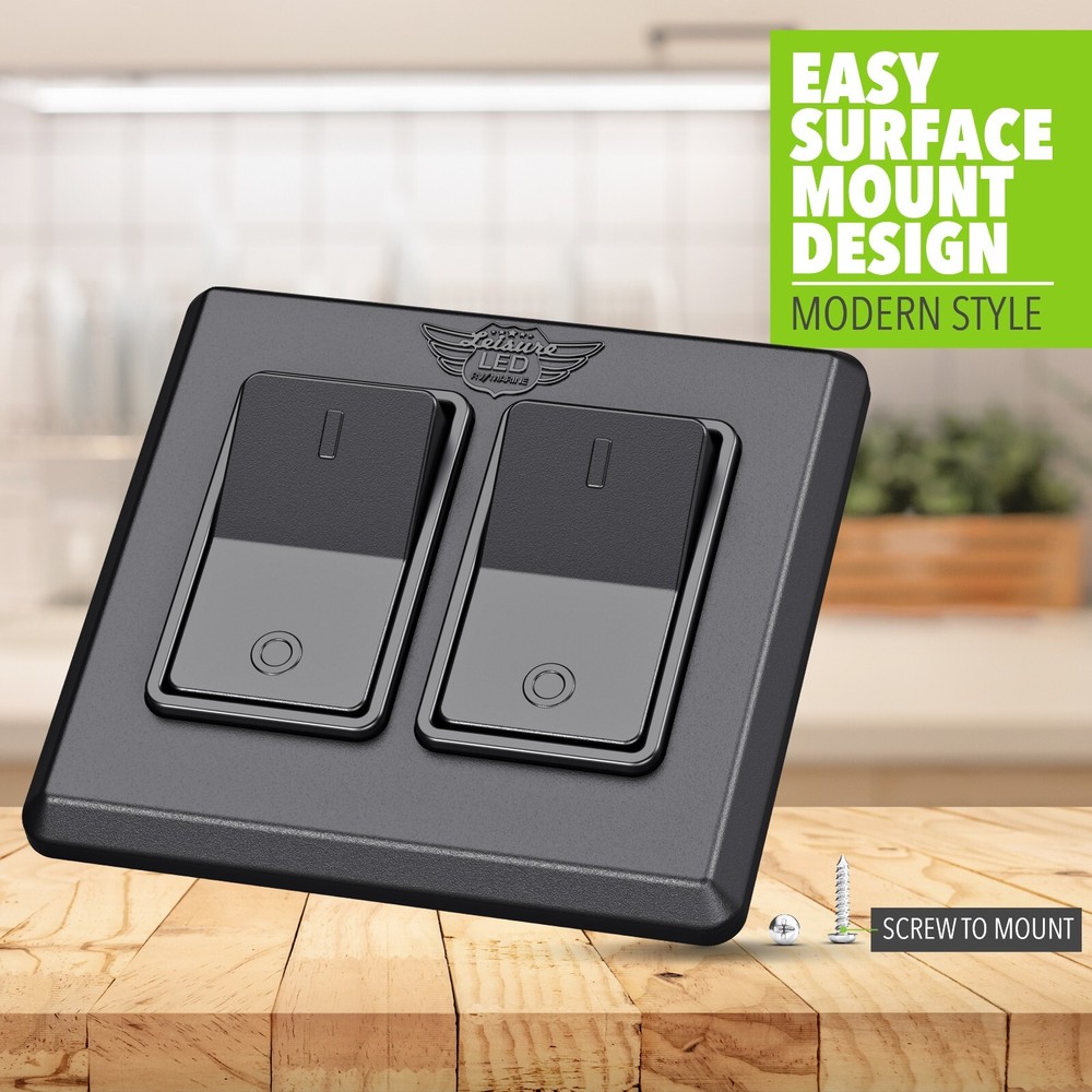 Single 2 Gang On-OFF 12V Black Light Switch - RV Camper Trailer Marine Boat 12 V