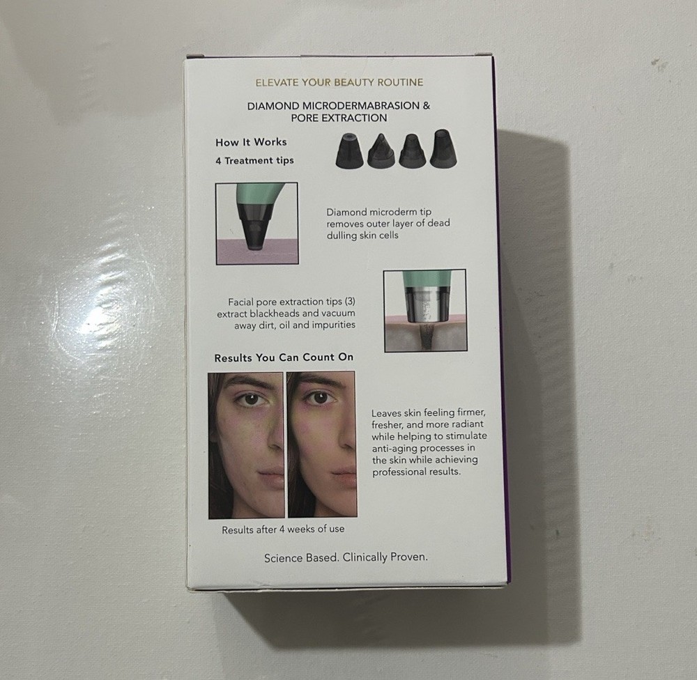 Spa Sciences MIO Diamond Microdermabrasion Green USB Rechargeable Tool 4 Tips