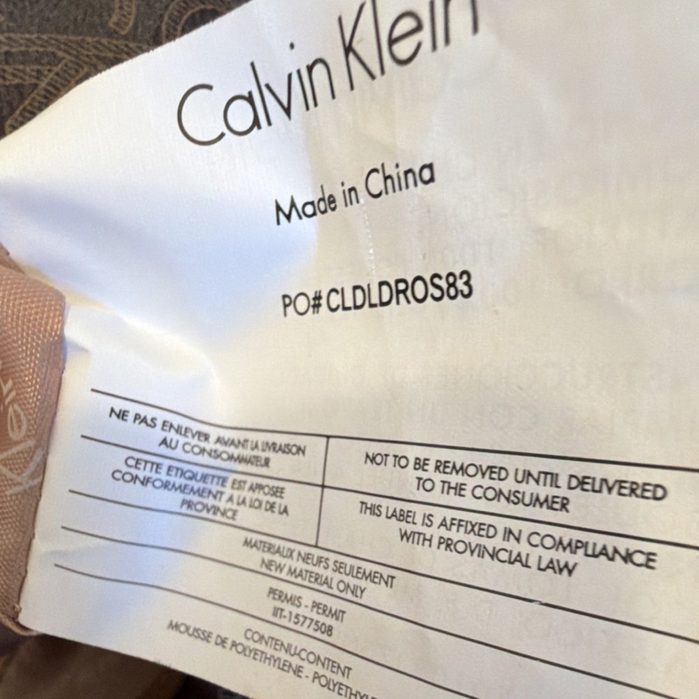 Calvin Klein Logo Print Brown Polyester Duffle Bag Adjustable Straps