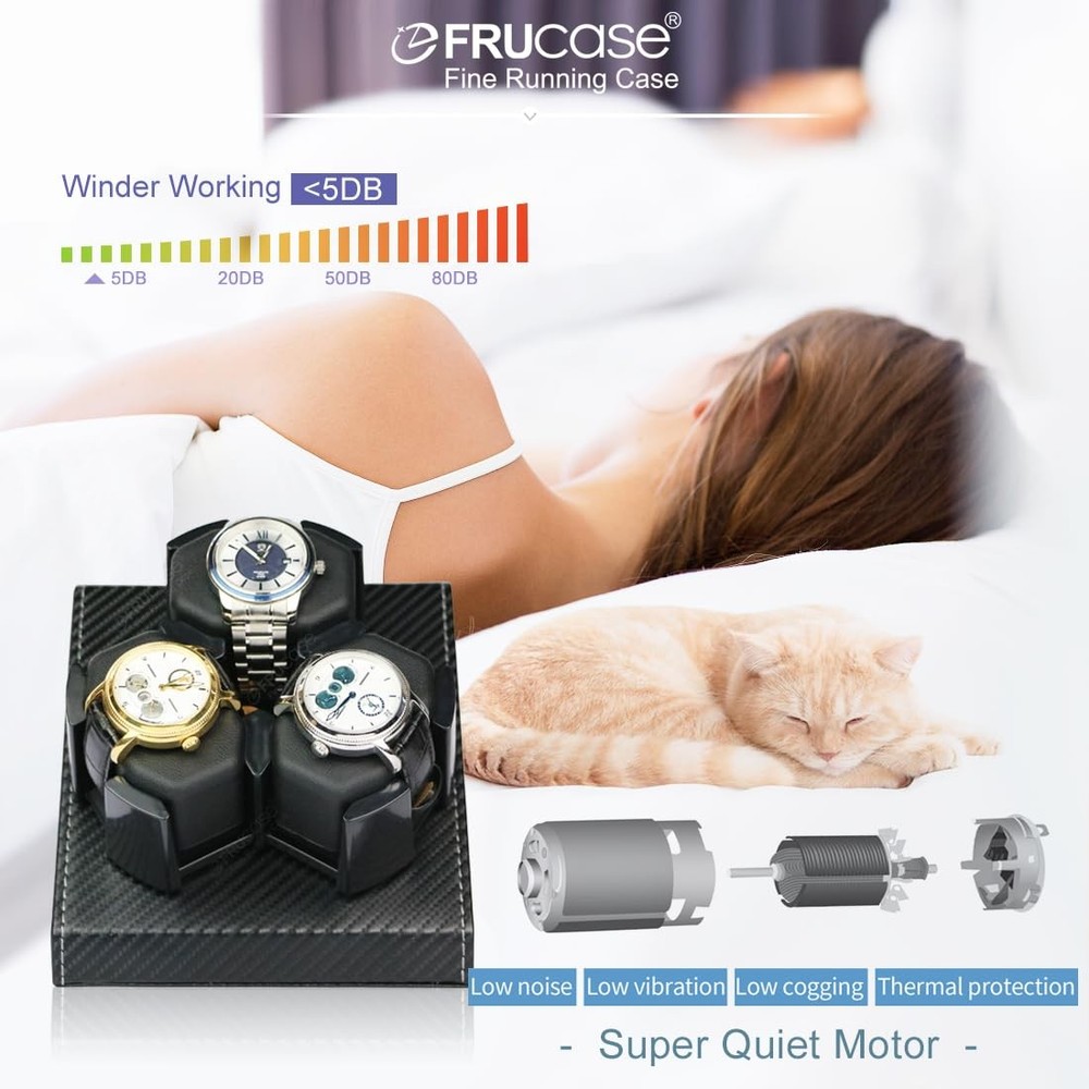 FRUCASE Three Watch Winder for Automatic Watches Box PU30B