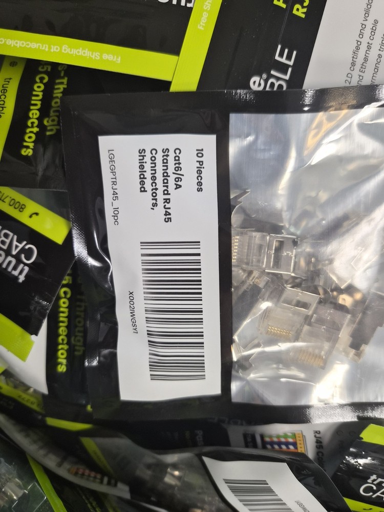 True Cable Cat6/6A Pass Through RJ45 Connectors Shielded 100 PCS
