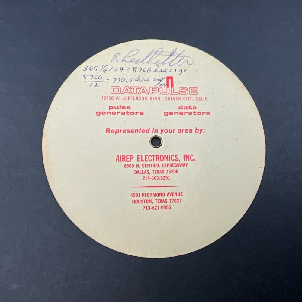 DATAPULSE Vintage Pulse/Data Generator Purchase Planner Calculator Dial Slide
