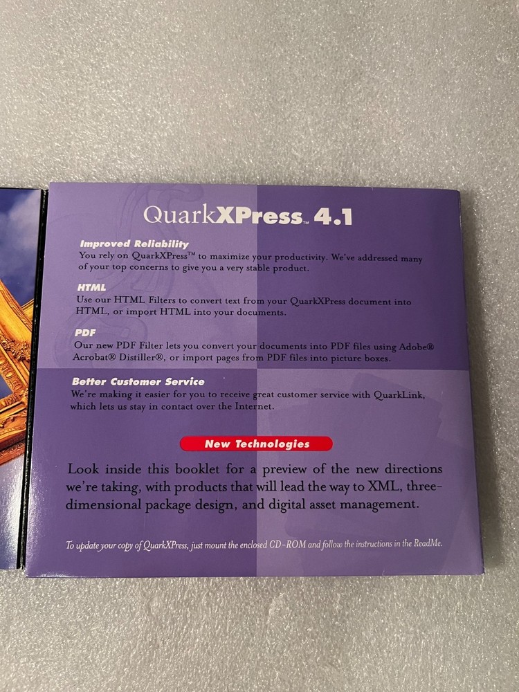 Quark XPress 4.1 Updater CD-ROM (Win & Mac) & 3.5” User Registration Floppy Disk