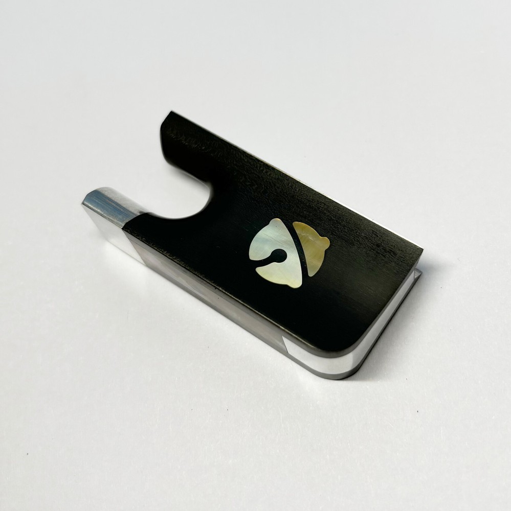 4/4 Cello Bow Ebony Frog Abalone Inlaid Silver Fitting Frog Button