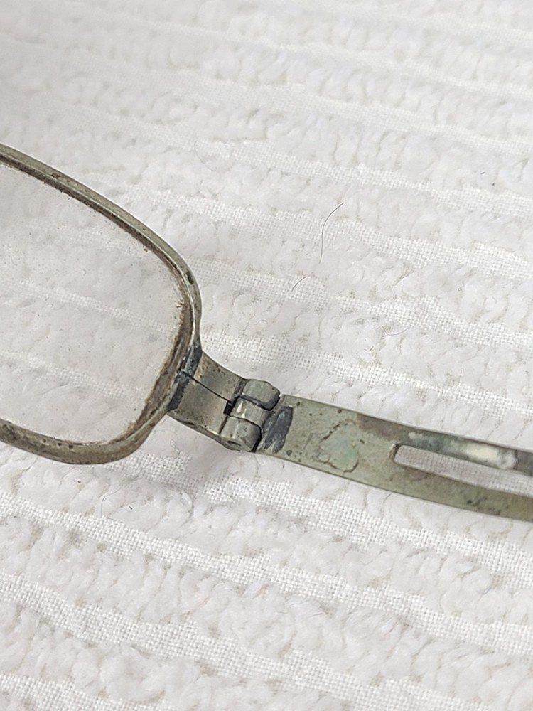 Antique 1800s Eyeglasses w Case Rectangular Small Lens Telescoping Arm Ooak Rare