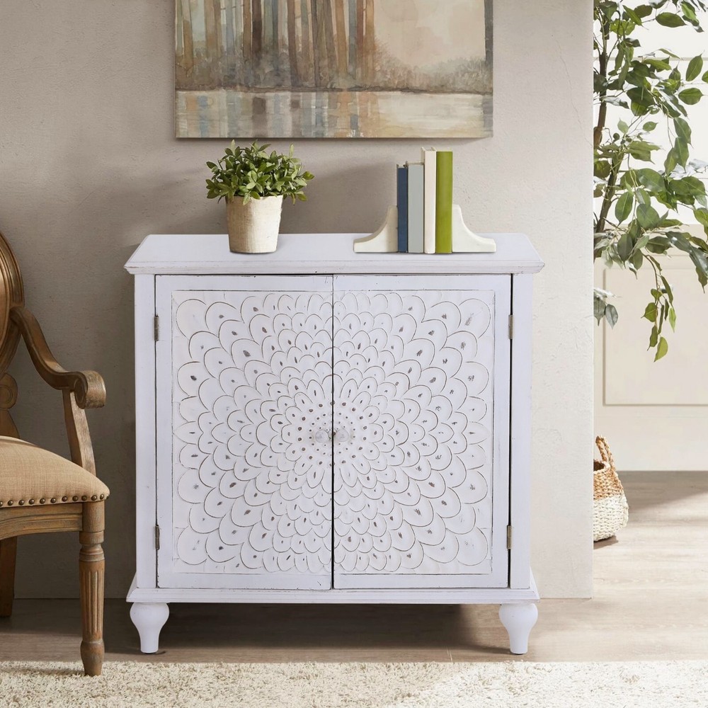 Accent Cabinet Storage Sideboard Entryway Buffet Cupboard with Doors White