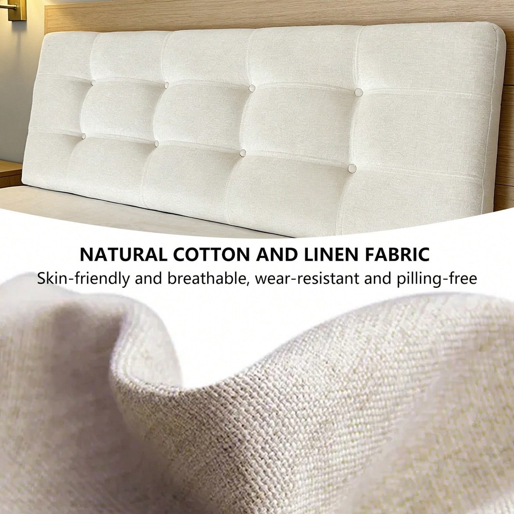 ：Lcchabls Linen Upholstered Button Tufted Headboard Adjustable Height Solid Wood