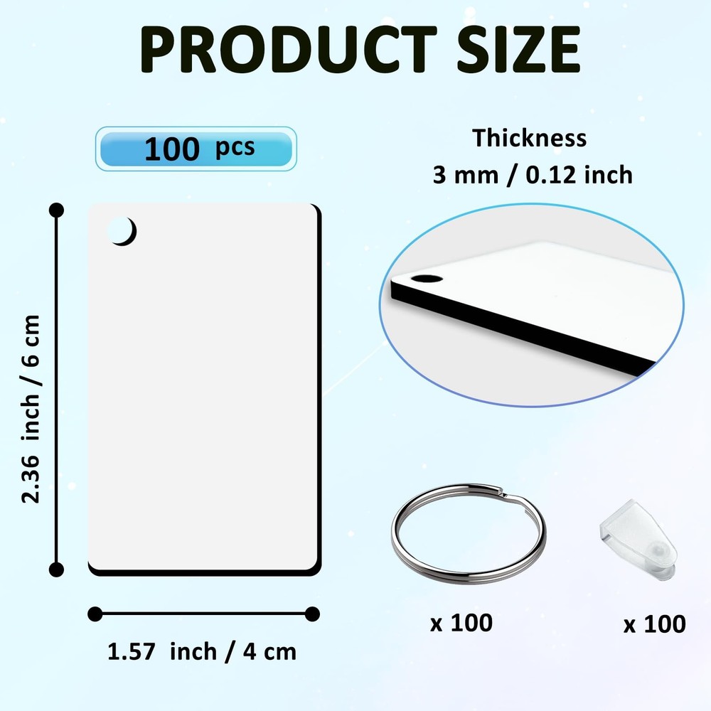 10 Pack Sublimation Keychain Blanks, MDF Double Sided Sublimation Blanks Keyc...