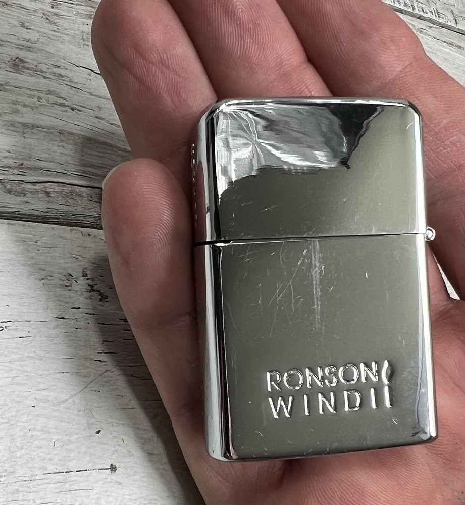 Ronson Wind II Shiny Chrome Windproof Lighter Sparks AS-IS Used Untested Scratch