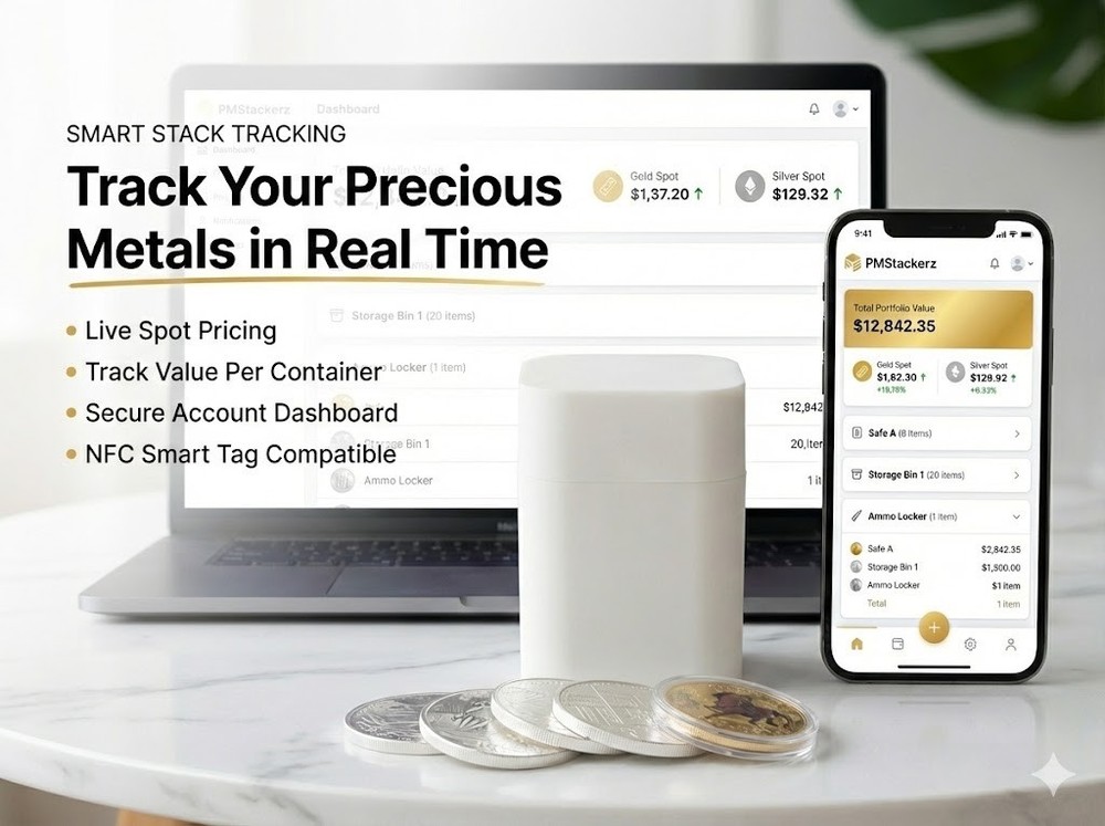 Silver Round Storage Container 4 Pack – 1oz Stacker Tub | NFC Smart Tracking