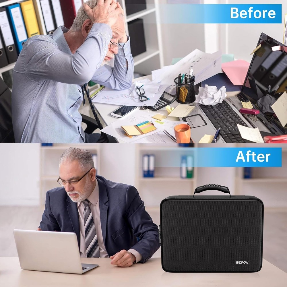 Fireproof Document Box with Lock - 5200℉ Water-Resistant Organizer, 25 Pocket...