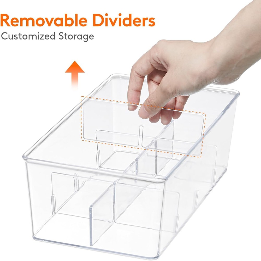 Stackable Plastic Tea Bag Organizer Box with 16 Compartments & Lids, Divided