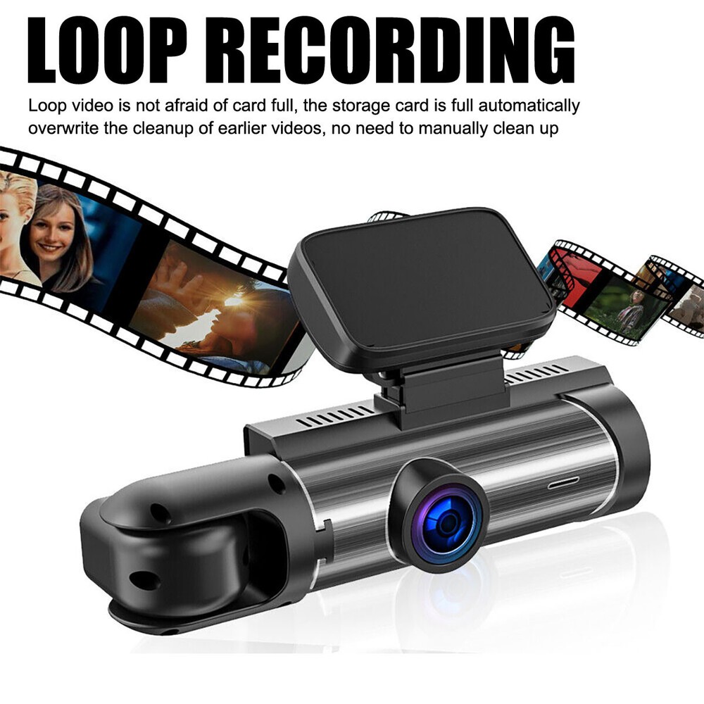 1080P Front & Inside Camera Video Recorder G-Sensor Dual Lens Car DVR Dash Cam *