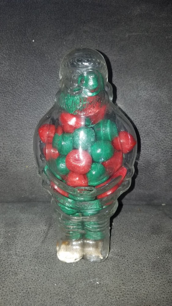 Vintage Glass Santa Candy Container