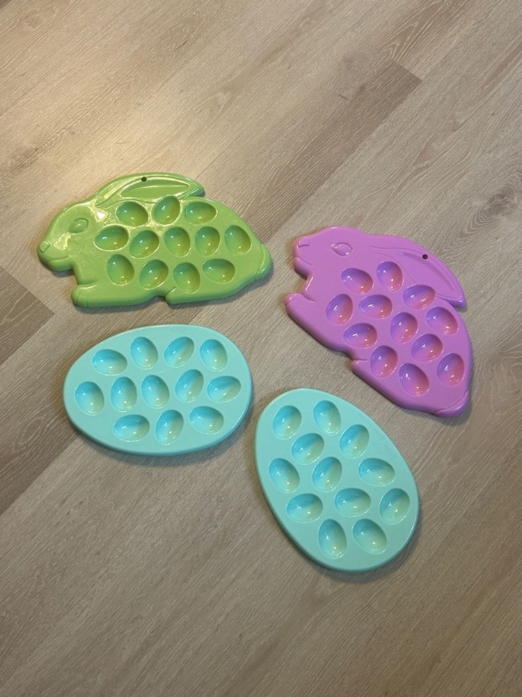 Bunny & Egg Plastic Easter Egg Coloring Egg Holder Set of 4