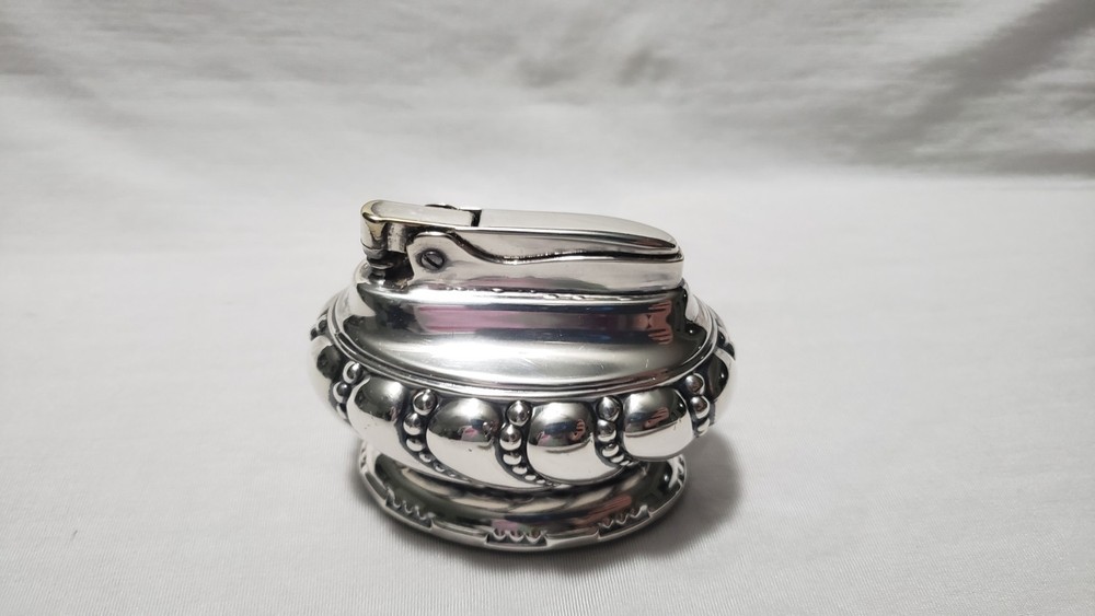 Ronson Crown Table Lighter Silver Tone Swirl Vintage Untested
