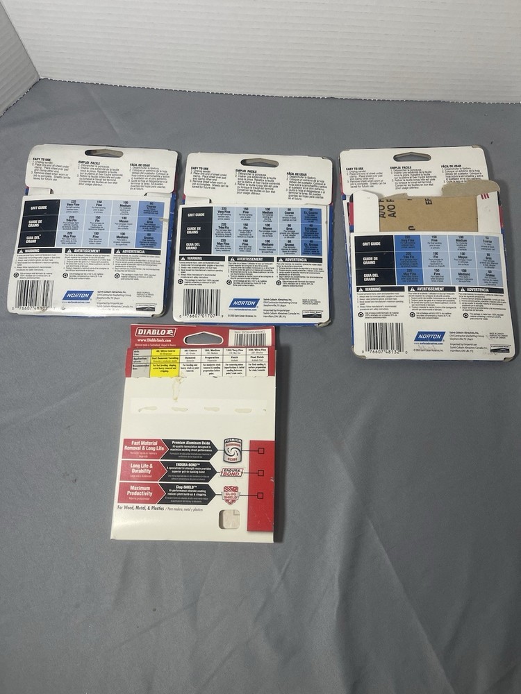 Norton Palm Sander Sheets - 3 Different Grits 40, 60 & 220