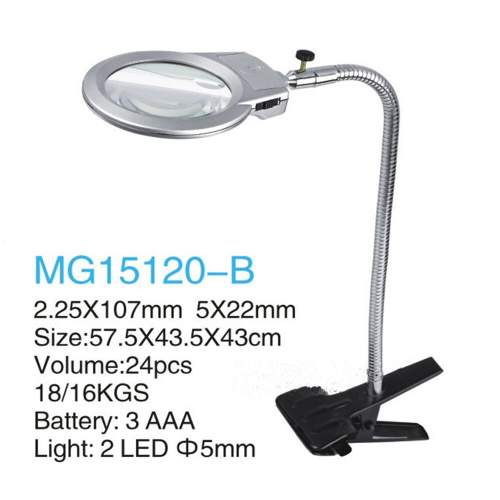 Flexible Adjustable LED Magnifying Glass Lamp with Bracket 5X Magnification US