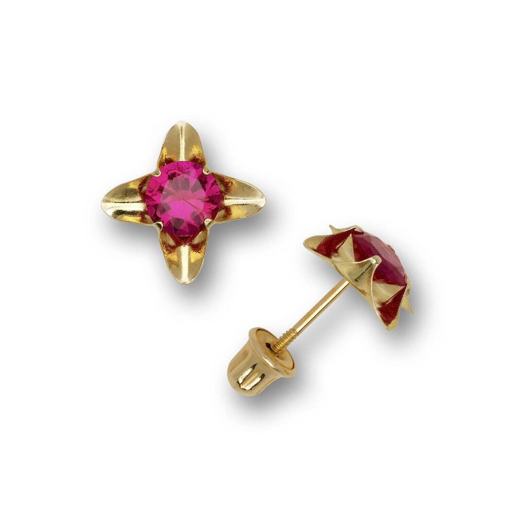 14k Yellow and White Gold Cz Stud Earrings