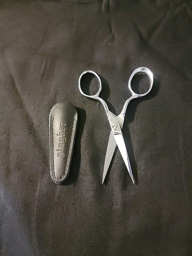 Gingher G-4 ~ 4" Embroidery Scissors W. Leather Sheath
