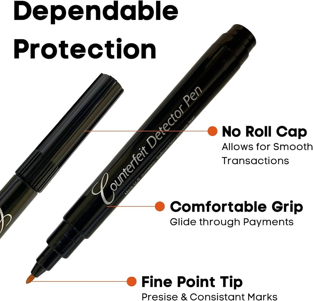 Durable 5-Pack Counterfeit Bill Tester Pens - Fast Detection & Prevention
