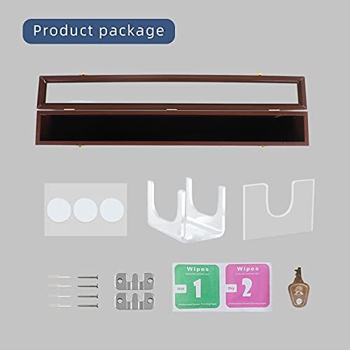 Wall Mounted Baseball Bat Display Case Vertical or Horizontal Single Bat Holder