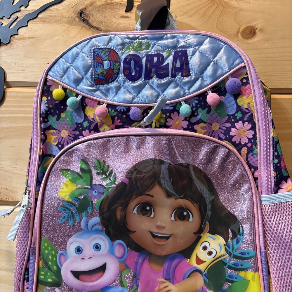 Dora Kids' 16" Backpack Purple Boots Map Explorer