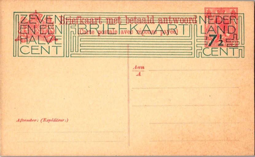 Netherlands Higgins & Gage 169 Unused.