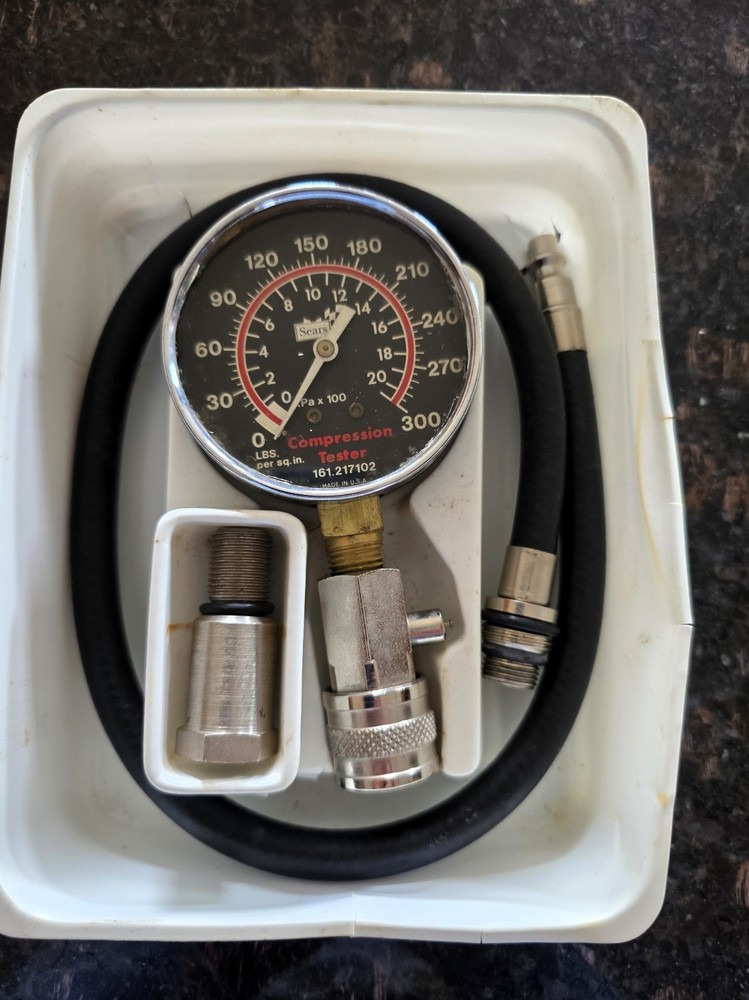 SEARS 28-2171 - VINTAGE Flexible Drive Engine Compression Tester Kit Great Shape