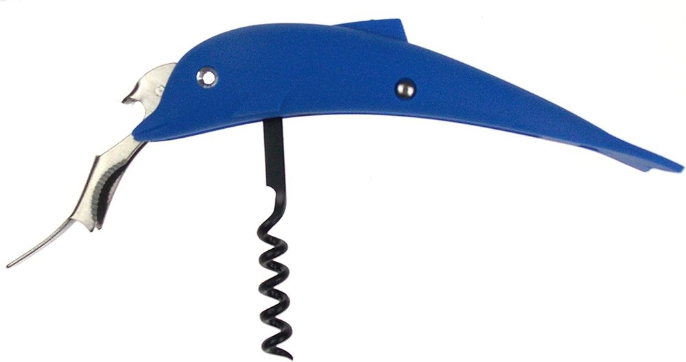 Dark Blue & Light Blue Dolphin Waiter Wine Corkscrew Bottle Opener Bundle