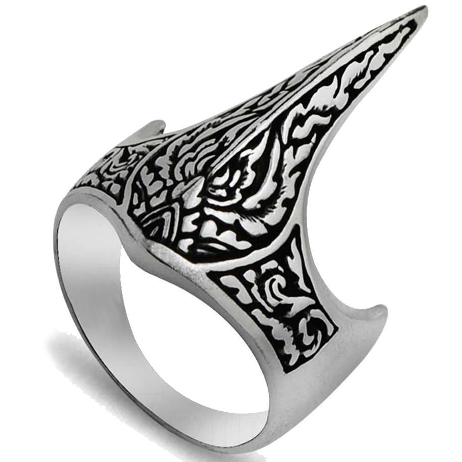 925 Sterling Silver Turkish Ottoman Archer Thumb Men's Ring