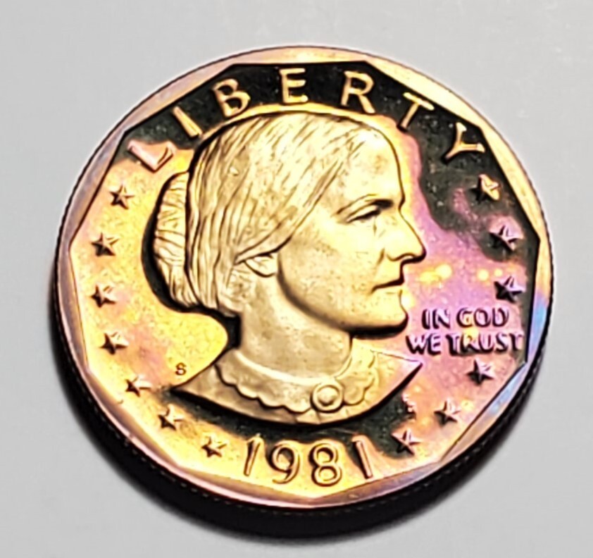 TONED 1981 S SUSAN B ANTHONY SBA DOLLAR PROOF UNC #C3728