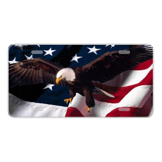 Custom Personalized License Plate Auto Car Tag Design With American Flag Eagle